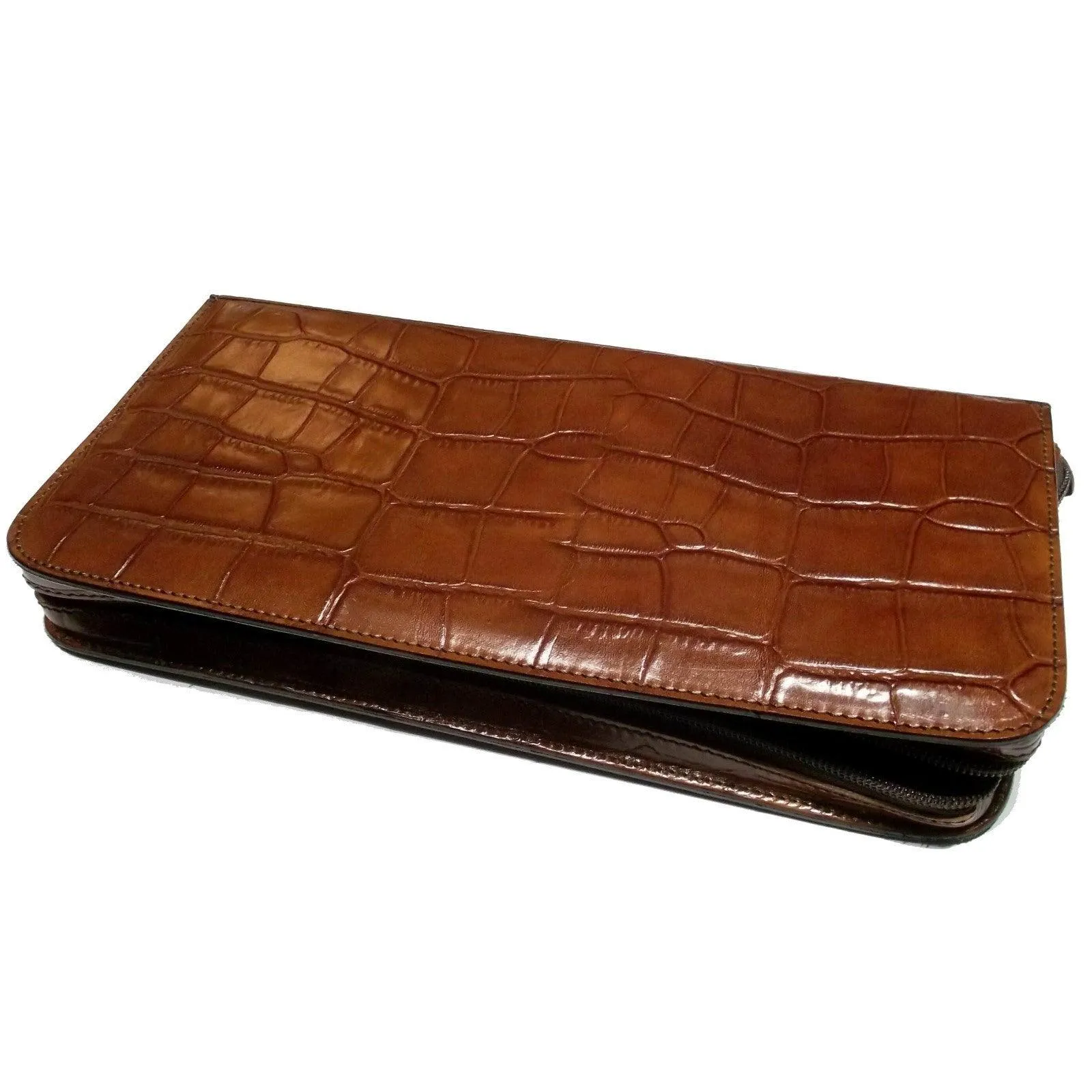 Officina italy box box holder 12 coccodrillo brown leather watches 0ff.01