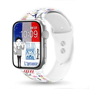 Oh La La Paris Print | Silicone Watch Band for Apple Watch ®   Watch Face Incl.