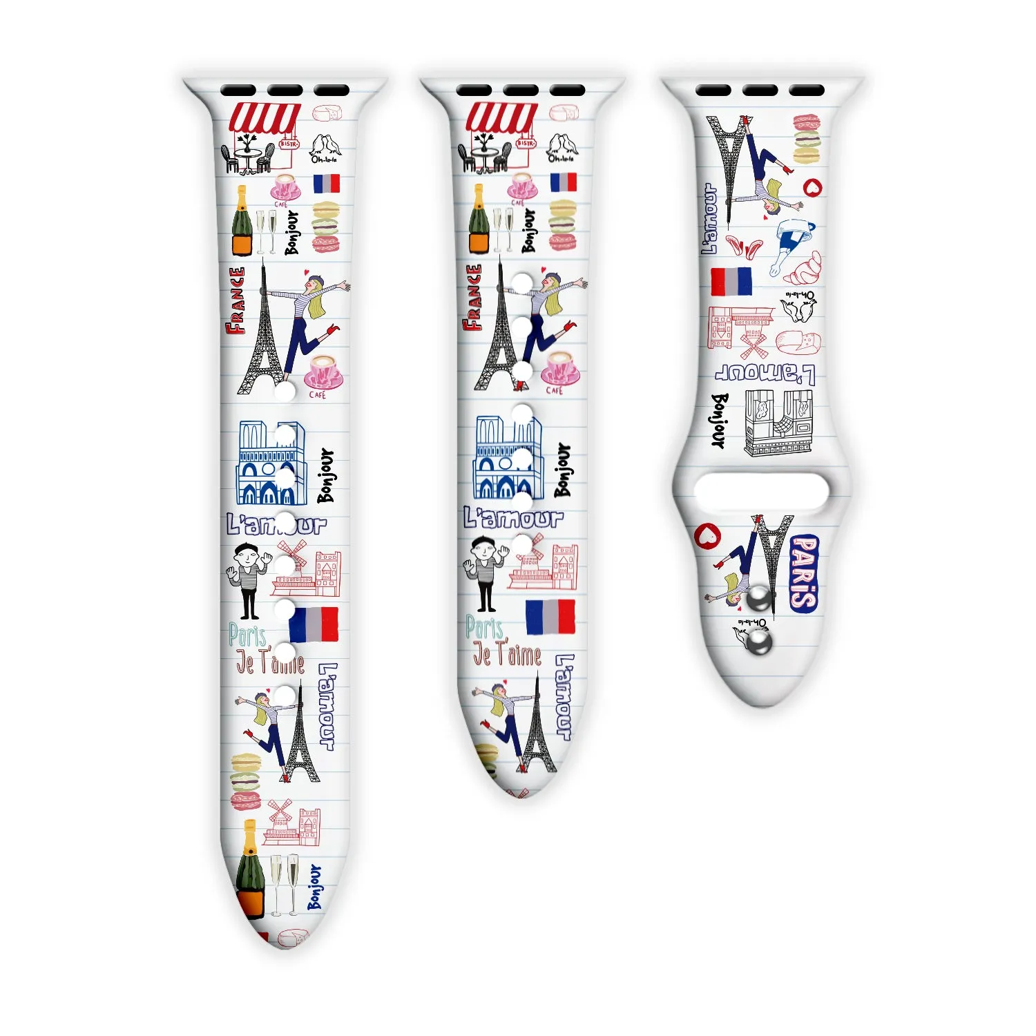 Oh La La Paris Print | Silicone Watch Band for Apple Watch ®   Watch Face Incl.