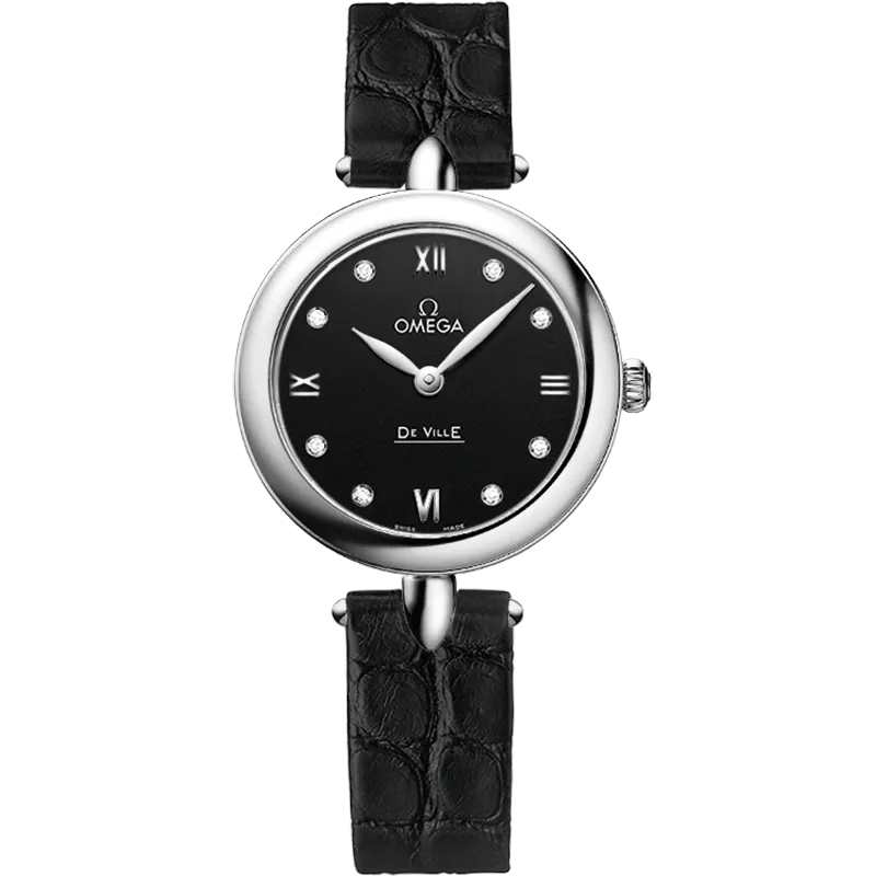 Omega De Ville Prestige 27.4 mm, steel on leather strap