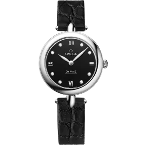Omega De Ville Prestige 27.4 mm, steel on leather strap