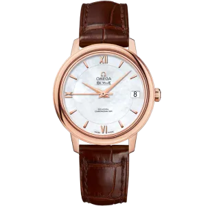 Omega De Ville Prestige 32.7 mm, red gold on leather strap