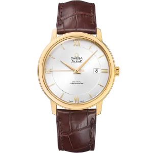 Omega De Ville Prestige 39.5 mm, yellow gold on leather strap