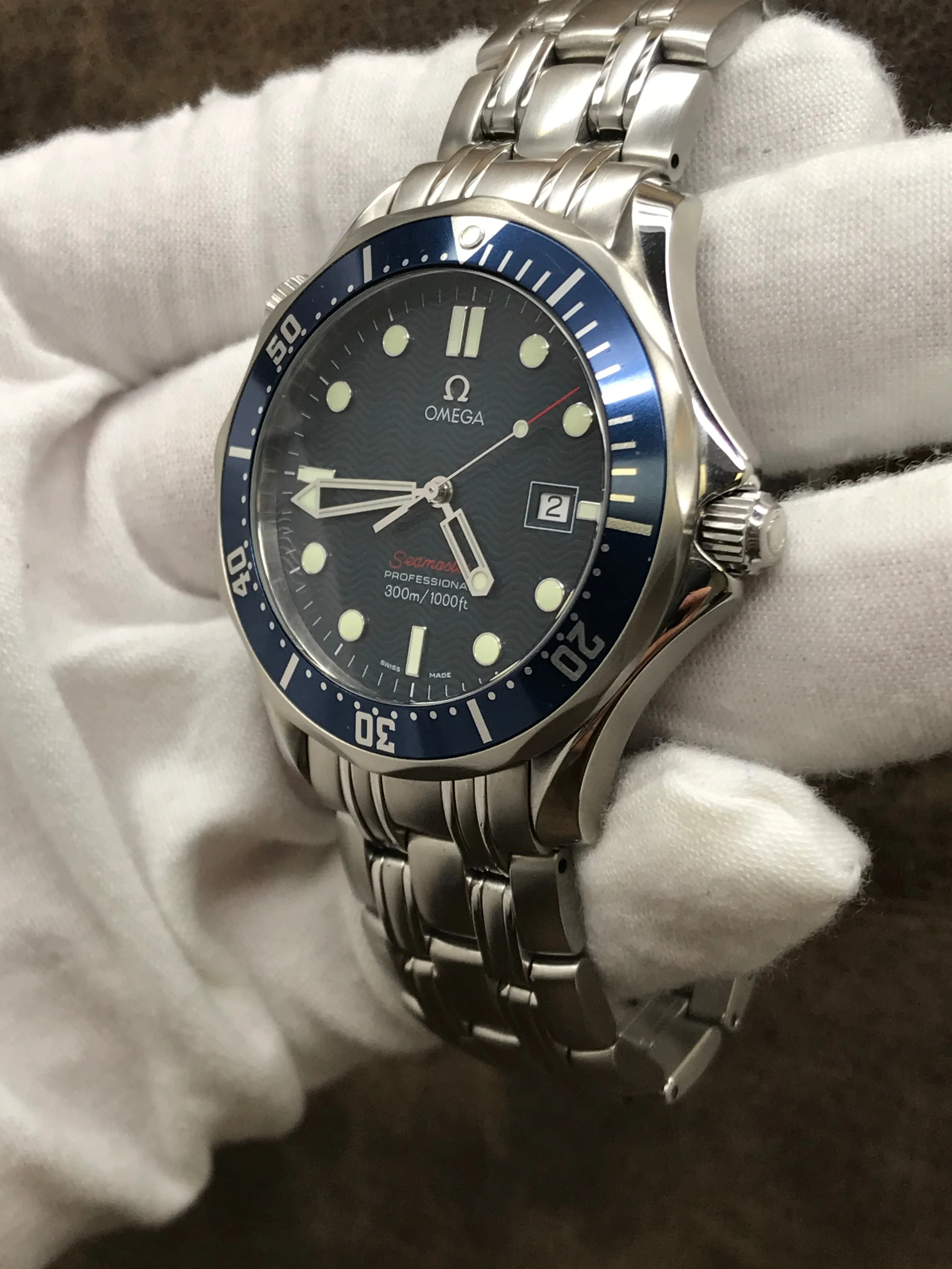 Omega Seamaster 300m 2221.80.00 Blue Wave Dial Quartz Men's Watch