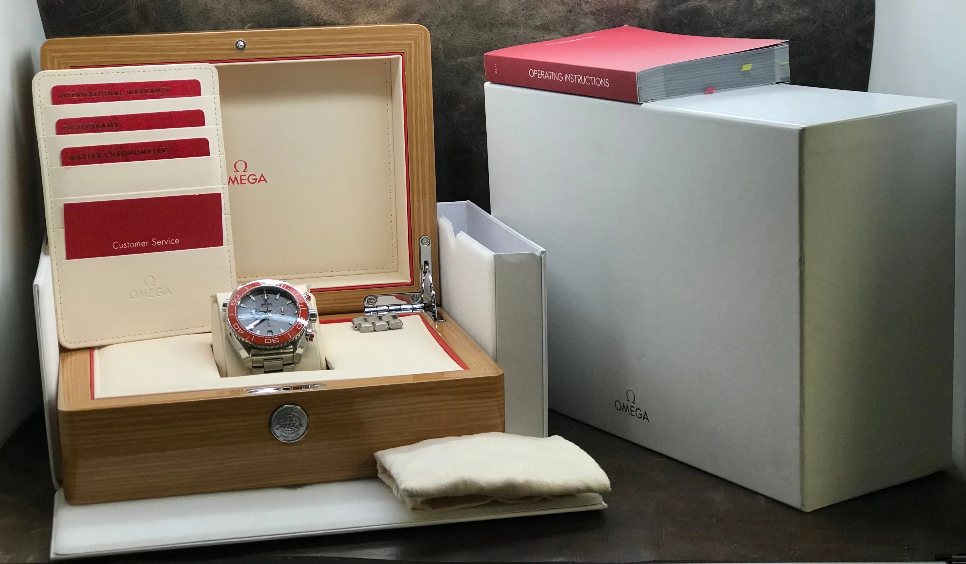 Omega Seamaster Planet Ocean Chronograph Orange Ceramic Bezel 215.30.46.51.99.001 Grey Dial Automatic Men's Watch