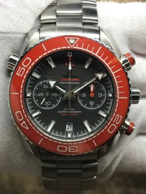 Omega Seamaster Planet Ocean Chronograph Orange Ceramic Bezel 215.30.46.51.99.001 Grey Dial Automatic Men's Watch