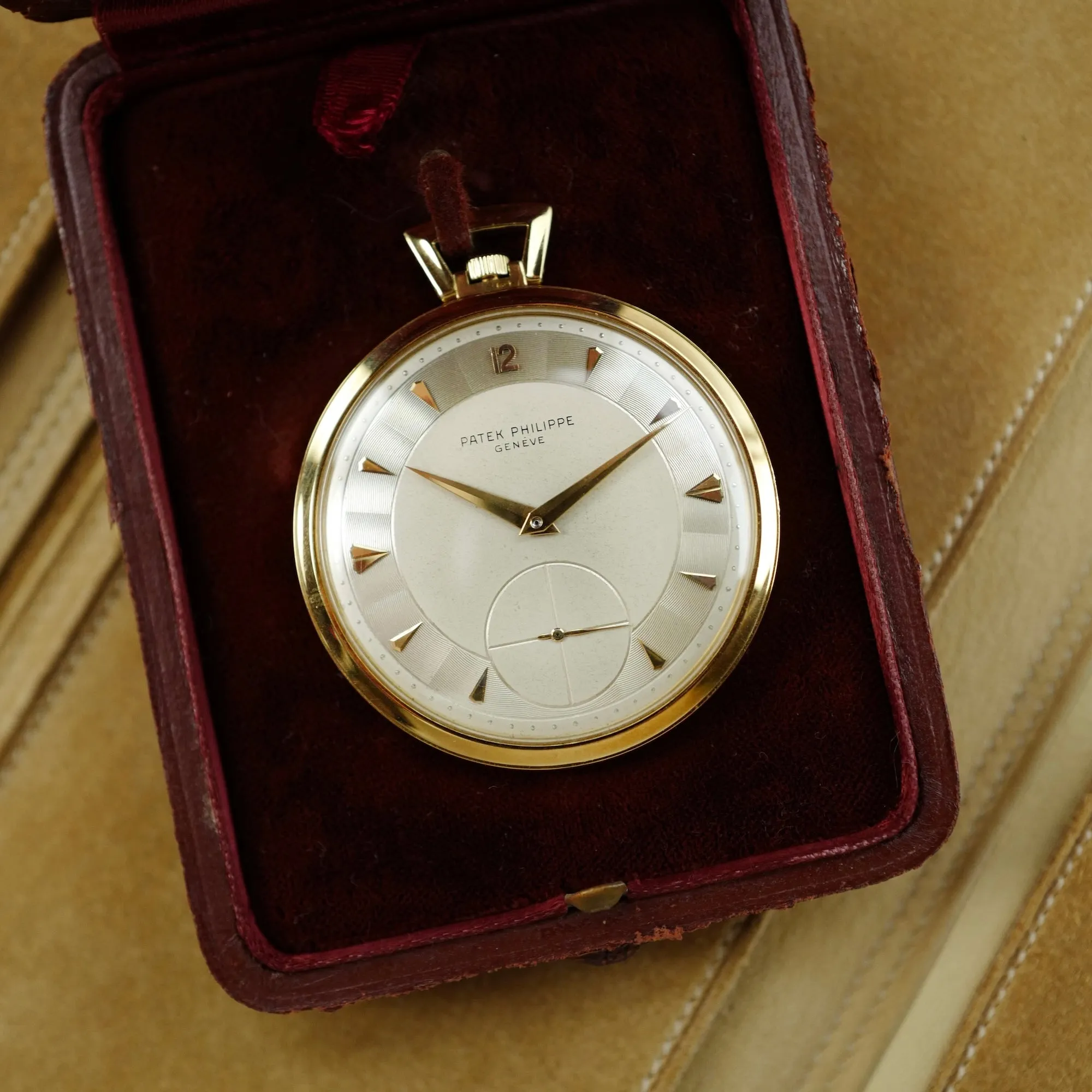 Patek Philippe Yellow Gold Pocket Watch with Guilloche Dial