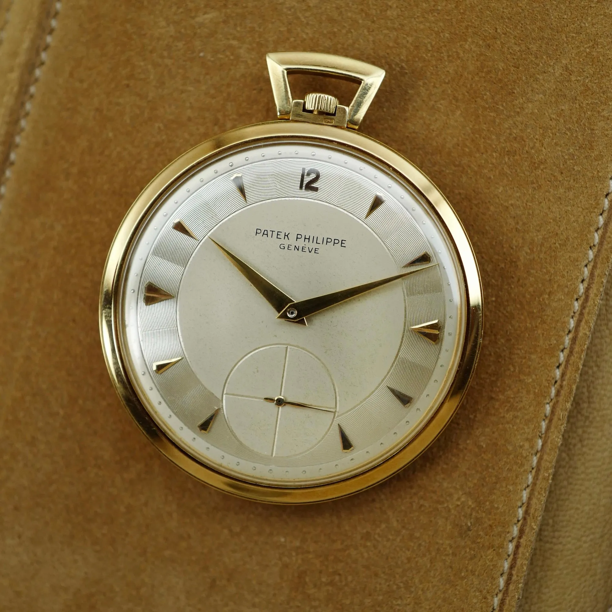 Patek Philippe Yellow Gold Pocket Watch with Guilloche Dial