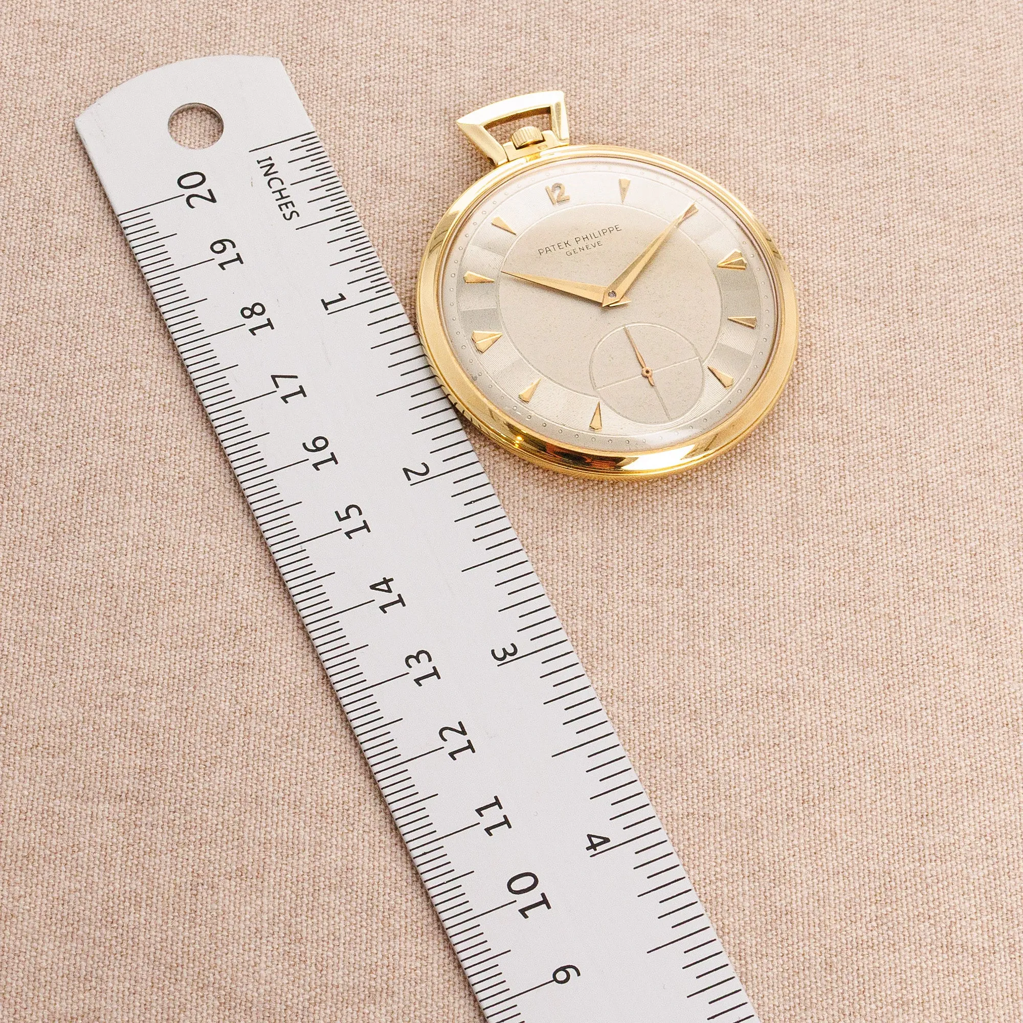 Patek Philippe Yellow Gold Pocket Watch with Guilloche Dial