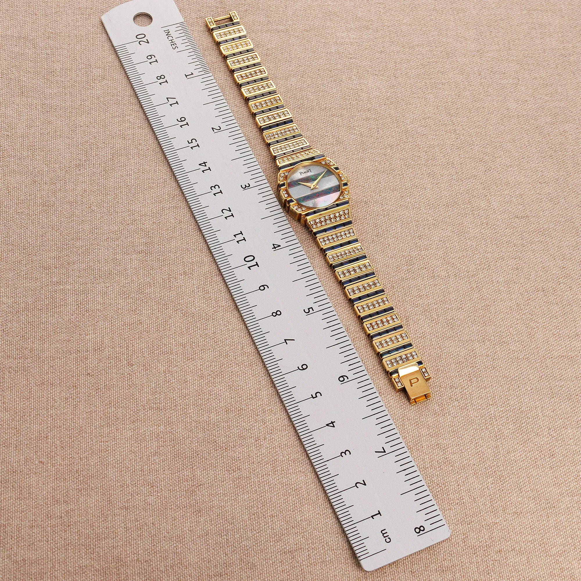 Piaget Yellow Gold Polo Ref. 861 with Mother of Pearl & Opal dial and Sapphire and Diamond Bracelet