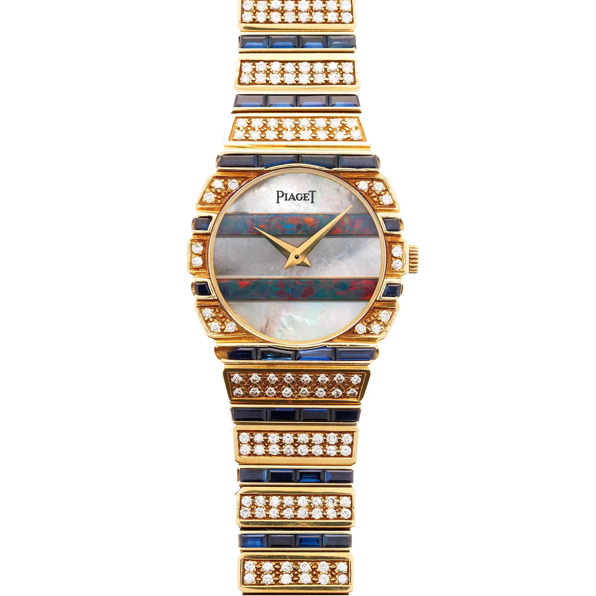 Piaget Yellow Gold Polo Ref. 861 with Mother of Pearl & Opal dial and Sapphire and Diamond Bracelet