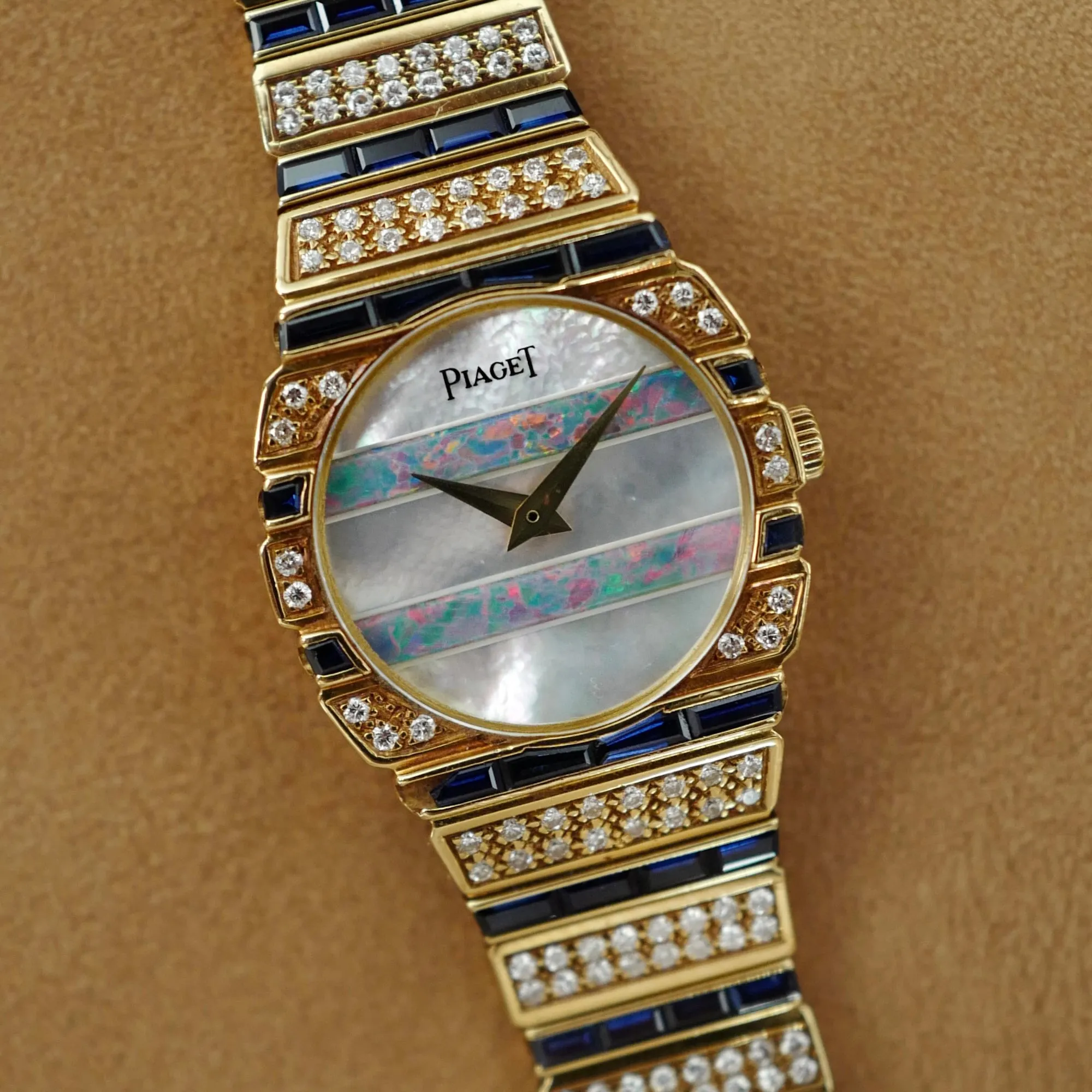 Piaget Yellow Gold Polo Ref. 861 with Mother of Pearl & Opal dial and Sapphire and Diamond Bracelet
