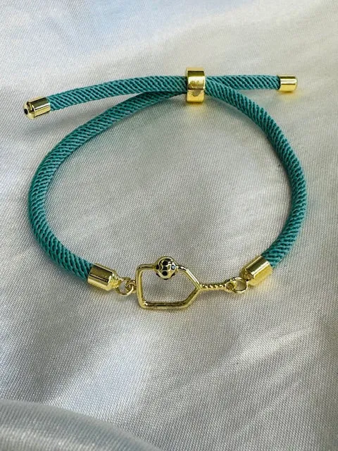 Pickleball Bling and ball Adjustable Bracelet