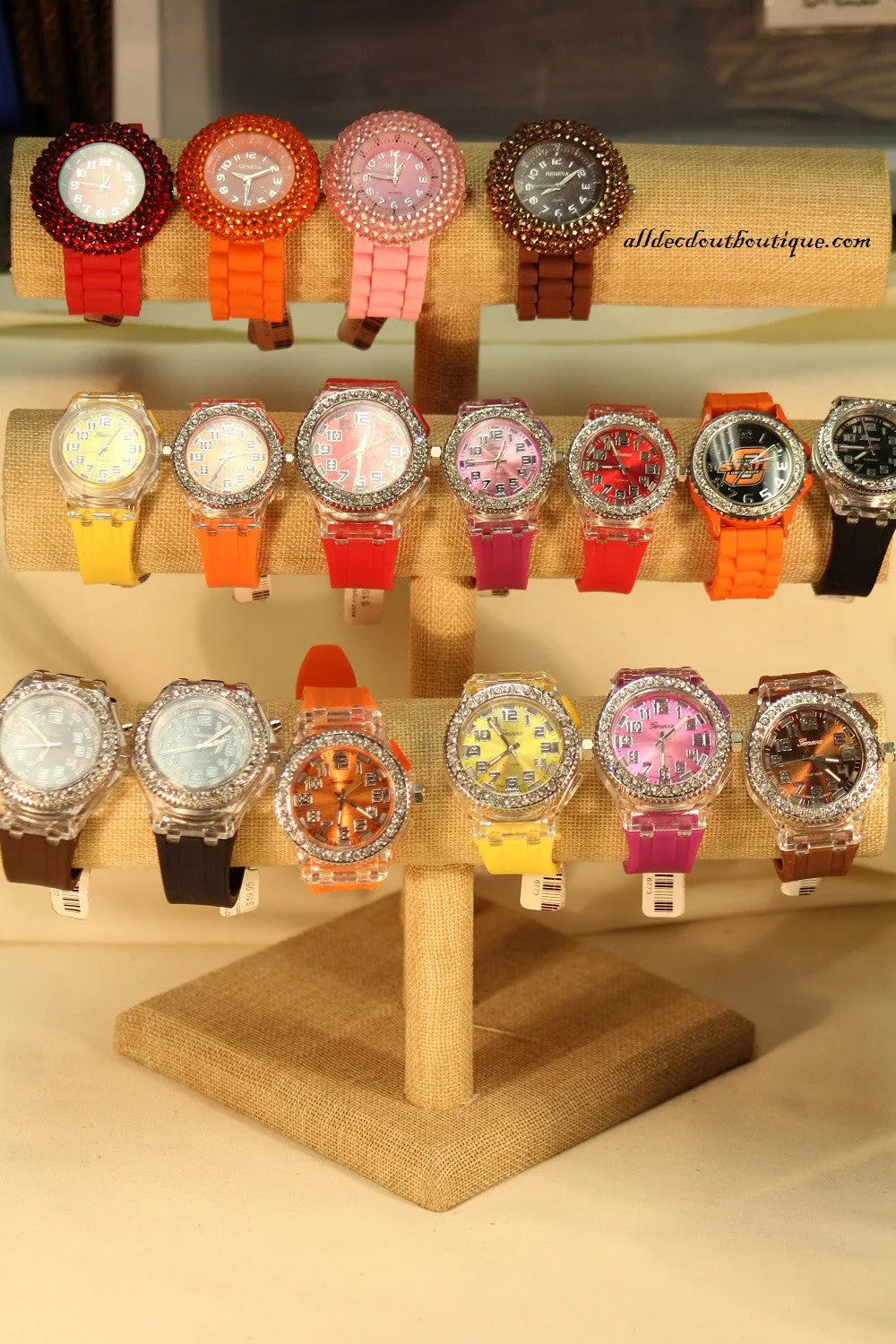 Pink, Clear Crystals Light Up Small Face | Silicone Band with Clasp