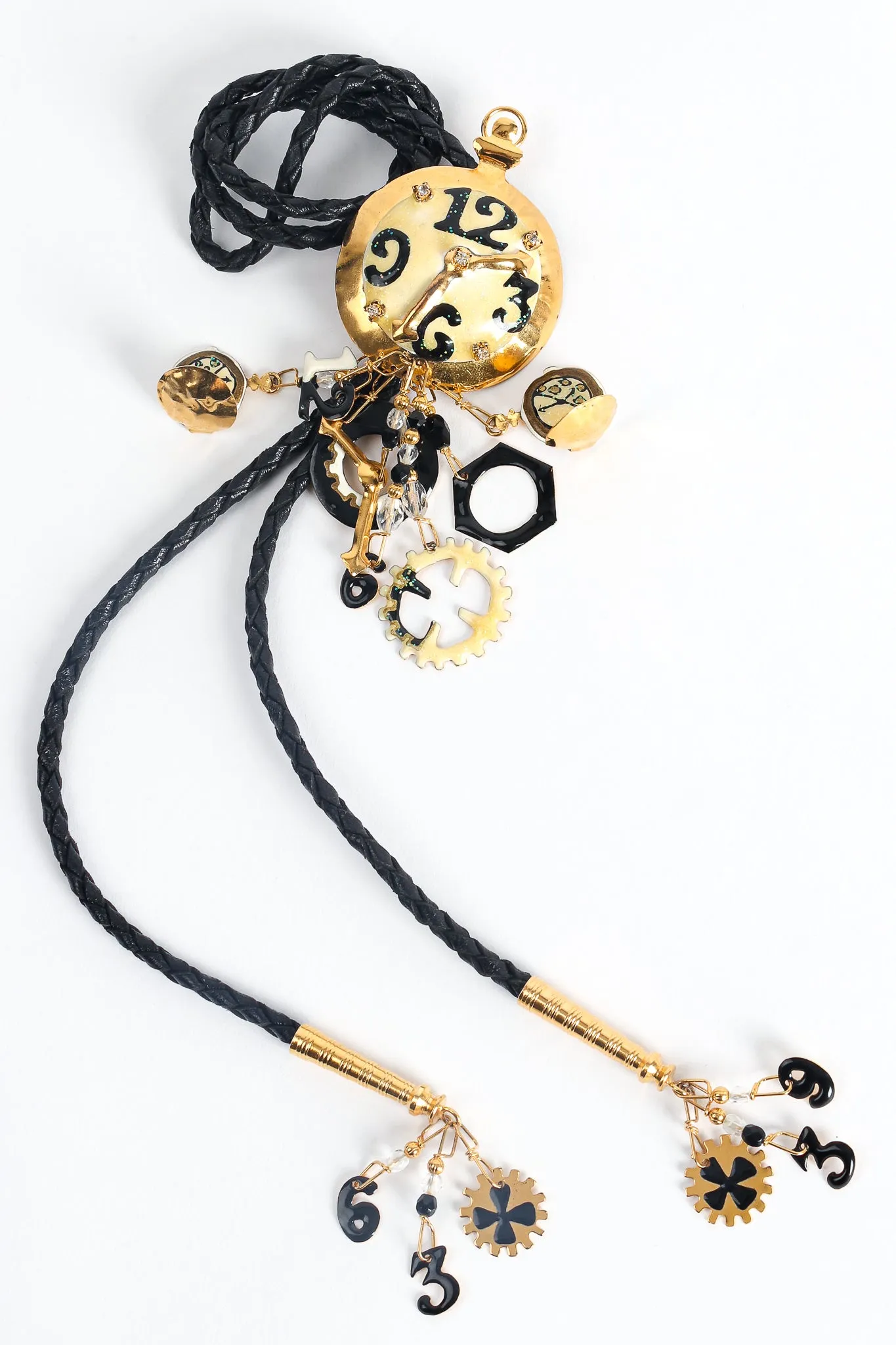 Pocket Watch & Gear Charm Bolo Tie