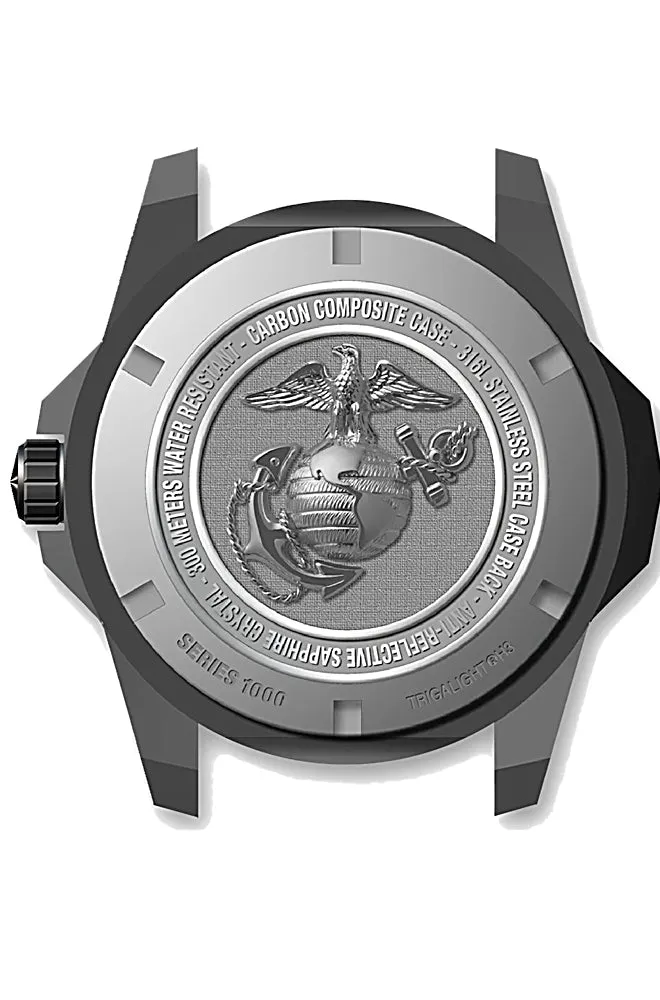 Protek Official United States Marine Corps Watch, 300 meters WR, Tritium, Green Accents, Black Rubber Strap, 1015