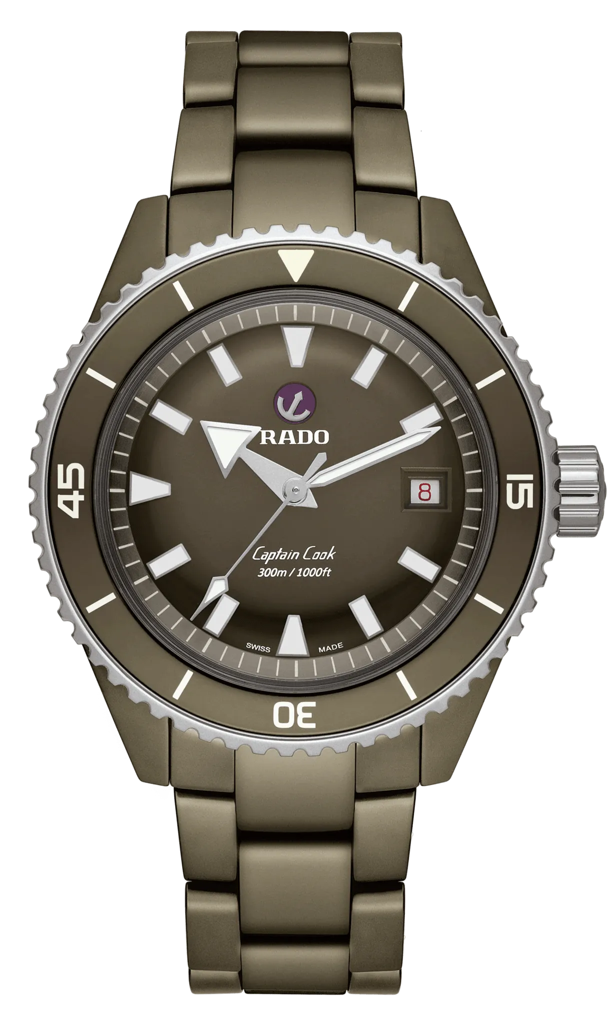 RADO Captain Cook Matte Olive High-Tech Ceramic Diver 43mm Men's Watch R32130312