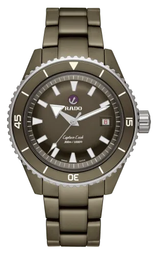RADO Captain Cook Matte Olive High-Tech Ceramic Diver 43mm Men's Watch R32130312