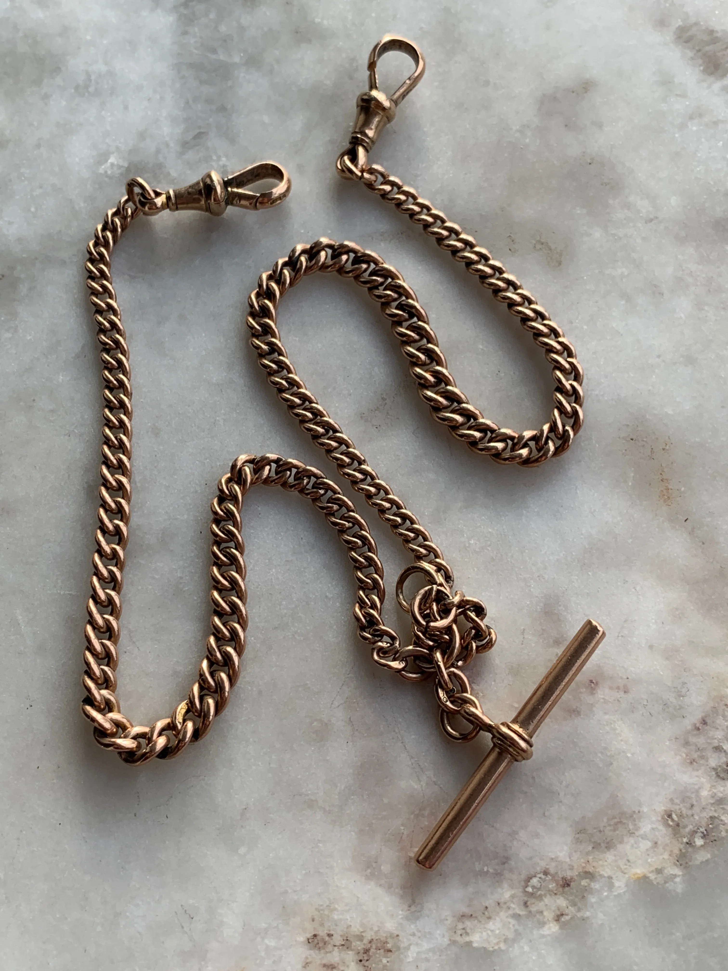 Rare Victorian Trombone Link Chain with Matching Fob