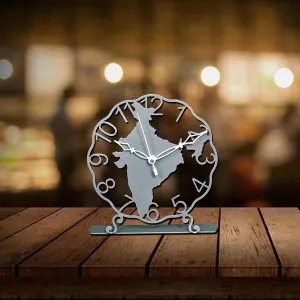 RAYART Bharat Shape Antique Table Clock for Home & Office Desk, Bedroom, Tabletop.