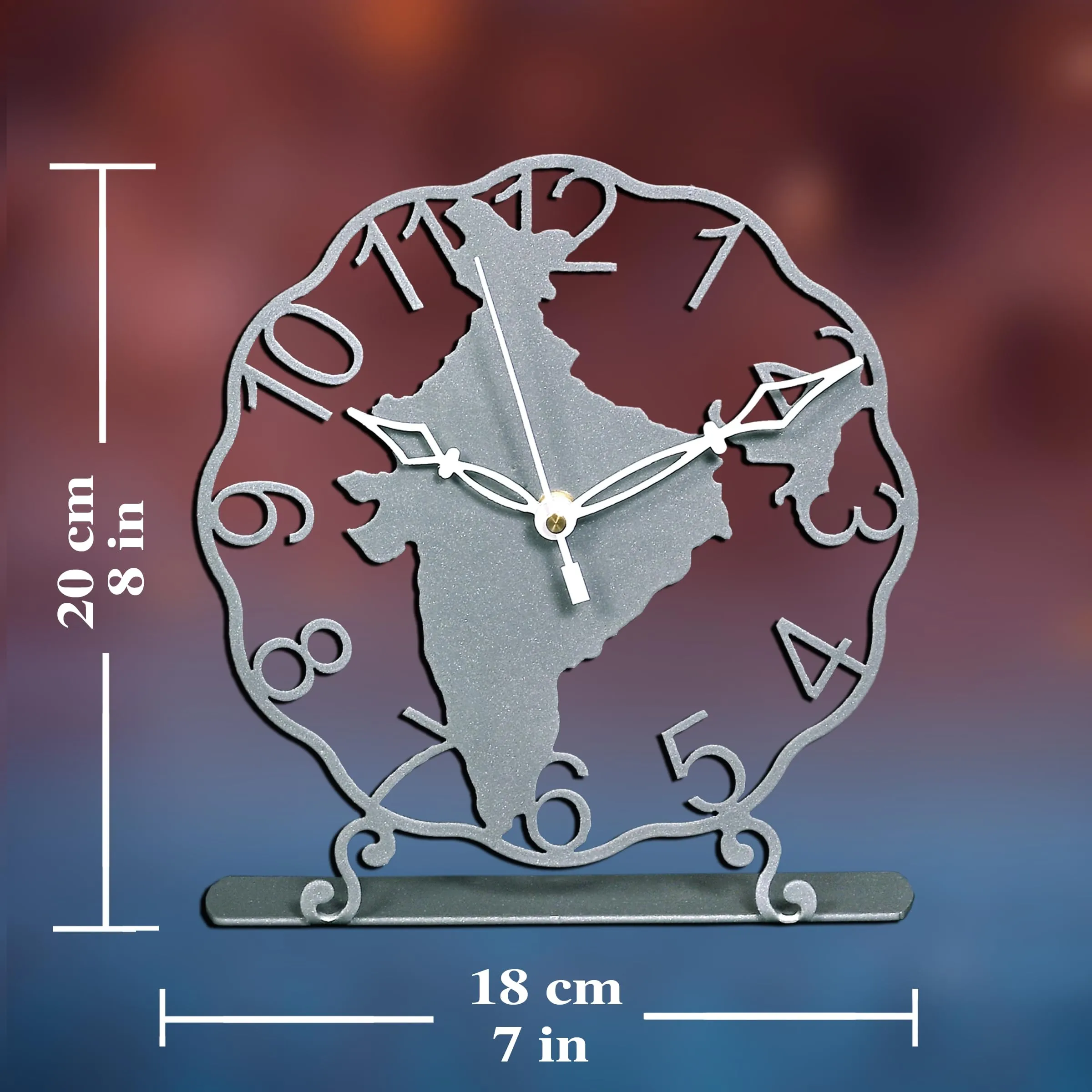 RAYART Bharat Shape Antique Table Clock for Home & Office Desk, Bedroom, Tabletop.