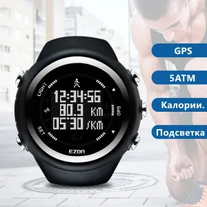 Rechargeable GPS Timing Watch Running Cycling Fitness Sports Watches Calories Counter Distance Pace 50M Waterproof