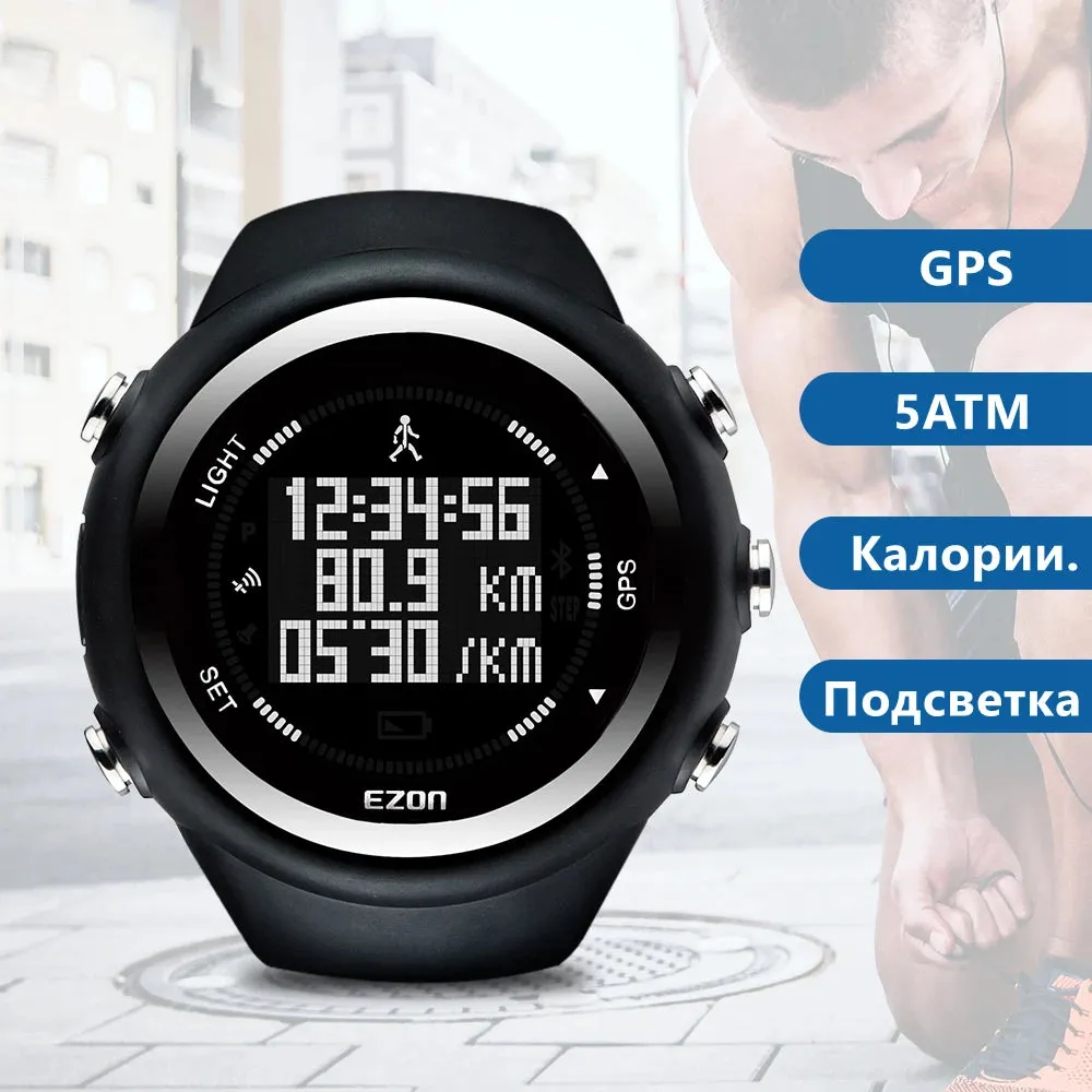 Rechargeable GPS Timing Watch Running Cycling Fitness Sports Watches Calories Counter Distance Pace 50M Waterproof