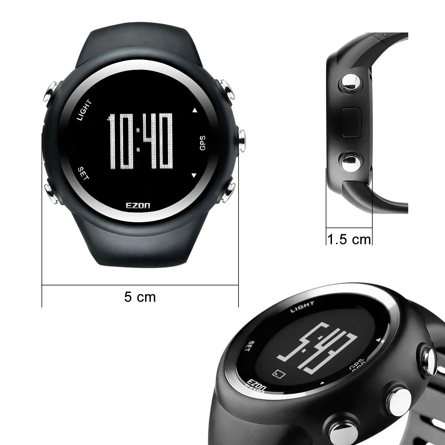 Rechargeable GPS Timing Watch Running Cycling Fitness Sports Watches Calories Counter Distance Pace 50M Waterproof