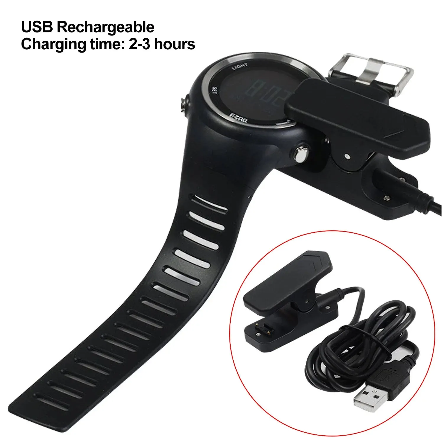 Rechargeable GPS Timing Watch Running Cycling Fitness Sports Watches Calories Counter Distance Pace 50M Waterproof