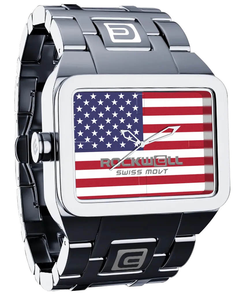 ROCKWELL DUEL TIME WATCH SILVER FREEDOM