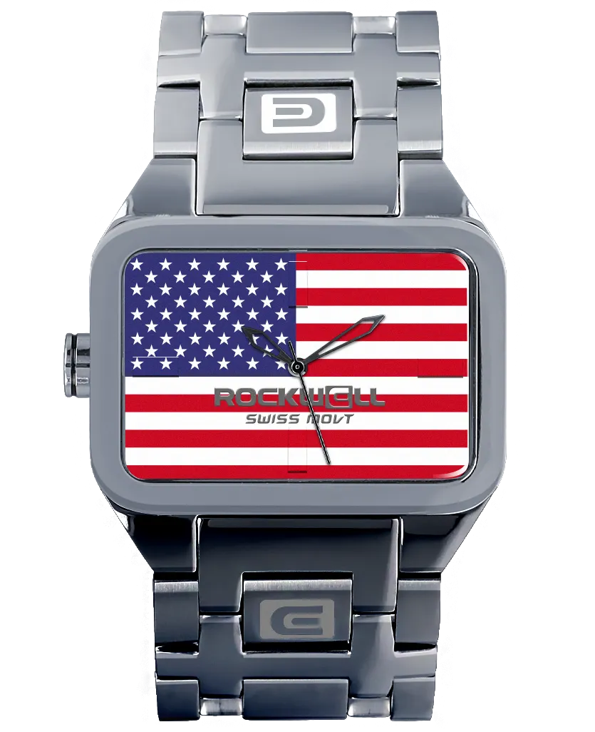 ROCKWELL DUEL TIME WATCH SILVER FREEDOM