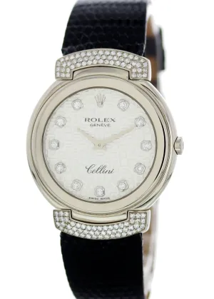 Rolex Cellini 6682 18K White Gold Diamonds Ladies Watch