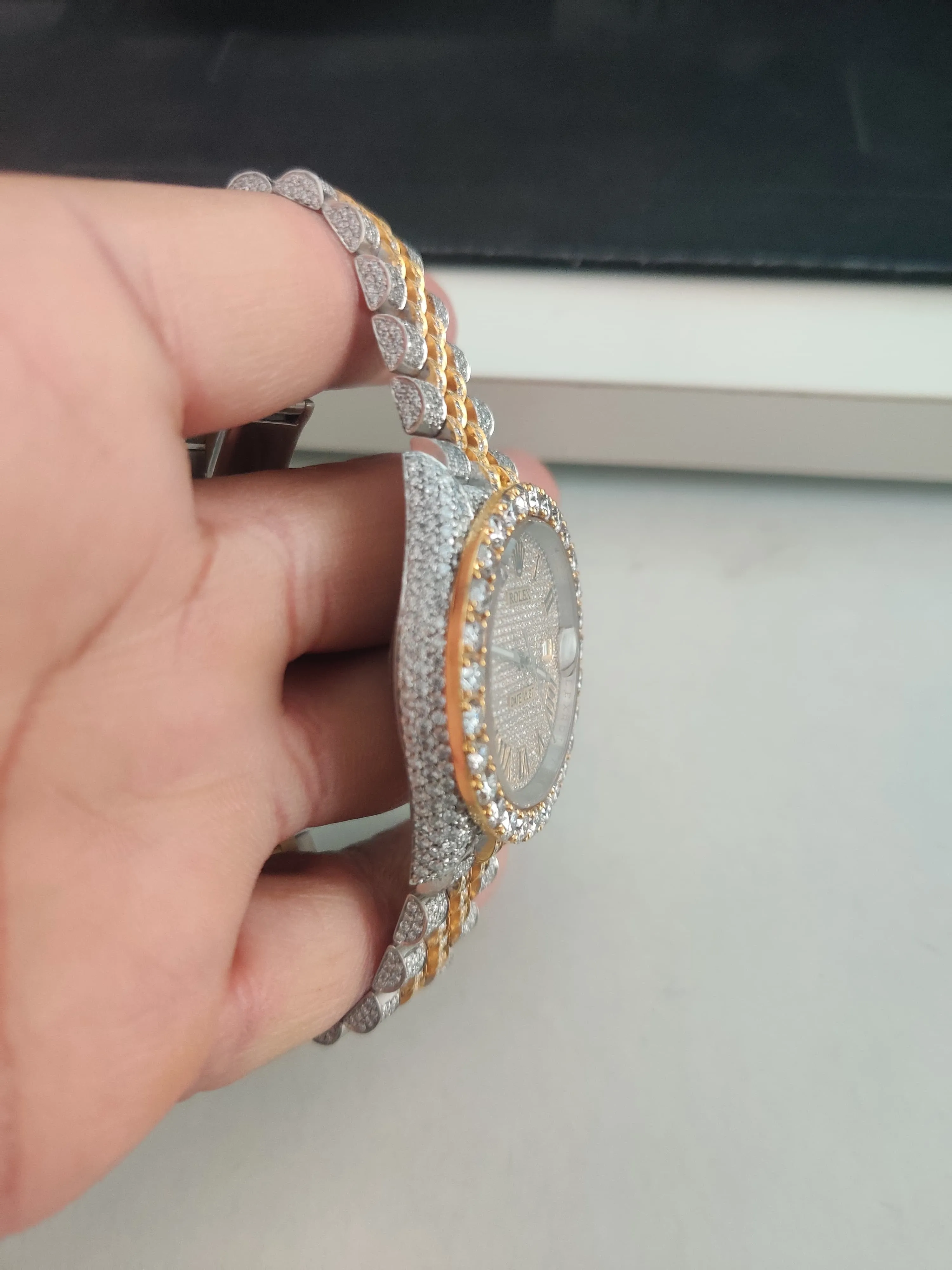 Rolex Date-Just Moissanite Diamond Watch  W 261