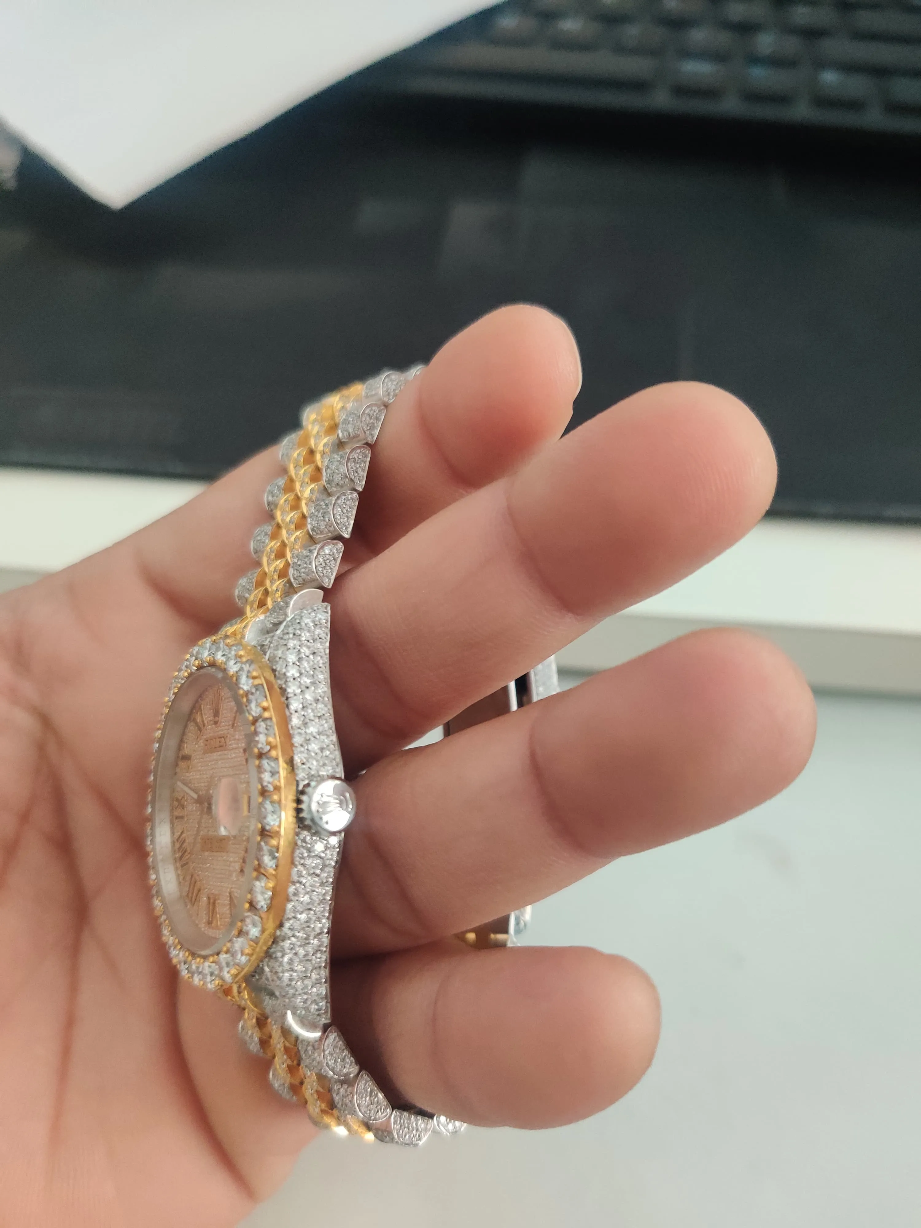 Rolex Date-Just Moissanite Diamond Watch  W 261