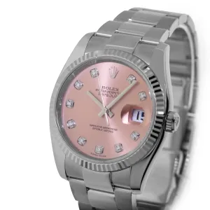 Rolex Datejust 36mm White Gold & Steel Pink Diamond Dial & Fluted Bezel 116234