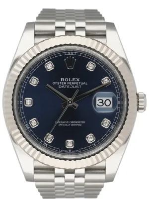 Rolex Datejust 41 126334 Jubilee Blue Diamond Dial Mens Watch Box Papers