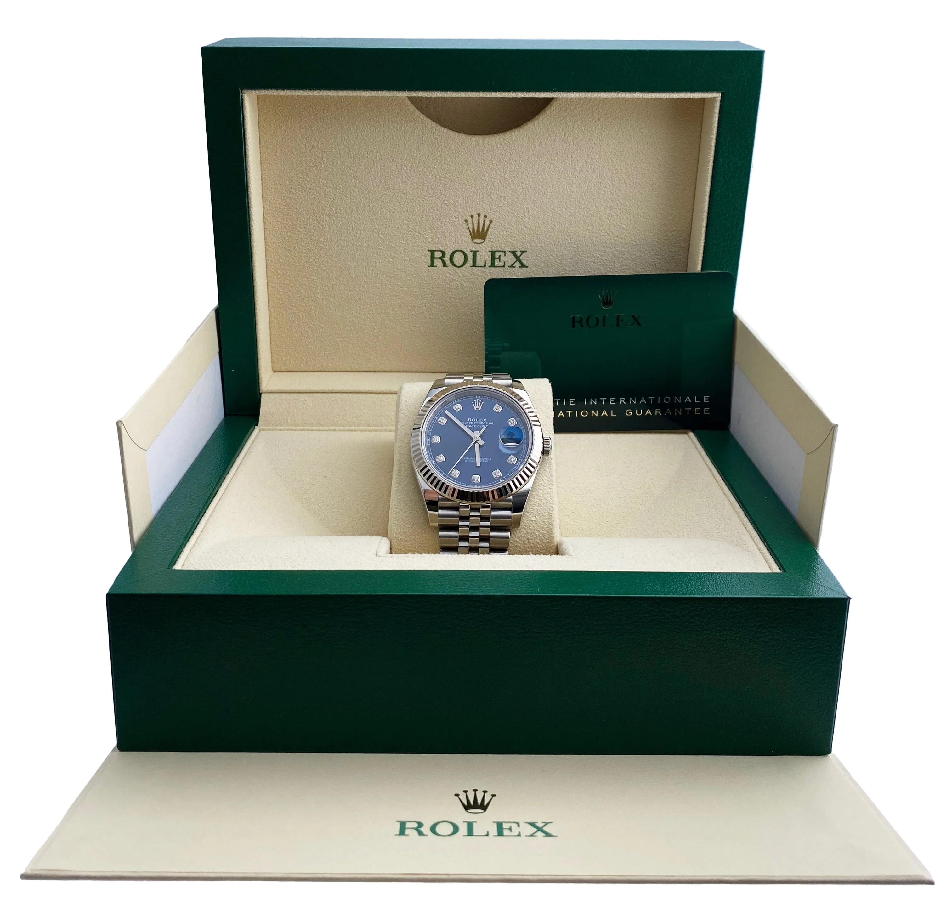 Rolex Datejust 41 126334 Jubilee Blue Diamond Dial Mens Watch Box Papers