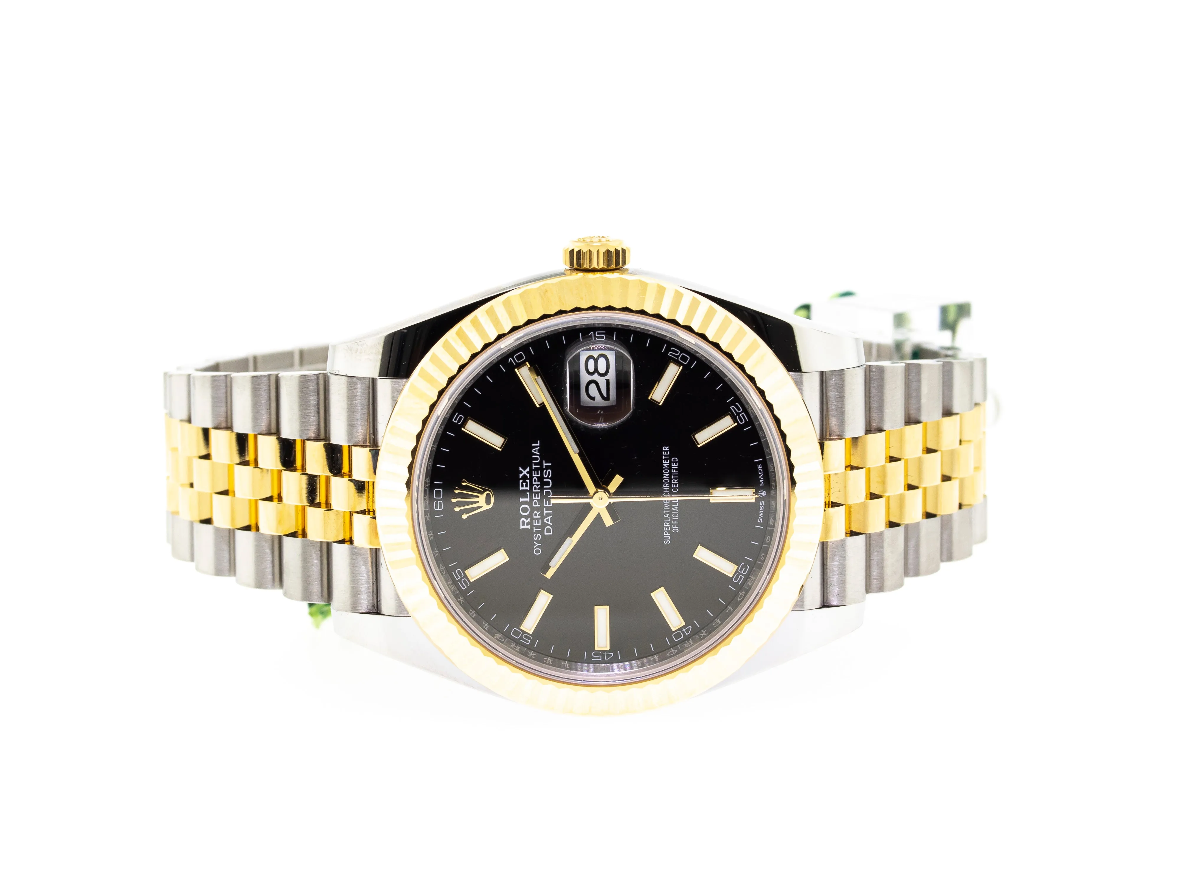 Rolex Datejust 41mm Yellow Gold & Steel Black Index Dial & Fluted Bezel 126333