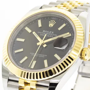 Rolex Datejust 41mm Yellow Gold & Steel Black Index Dial & Fluted Bezel 126333