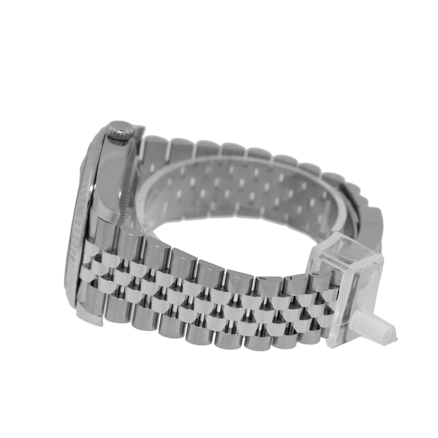 Rolex Datejust II 41mm Stainless Steel Green Index Motif Dial 18K White Gold Fluted Bezel 126334