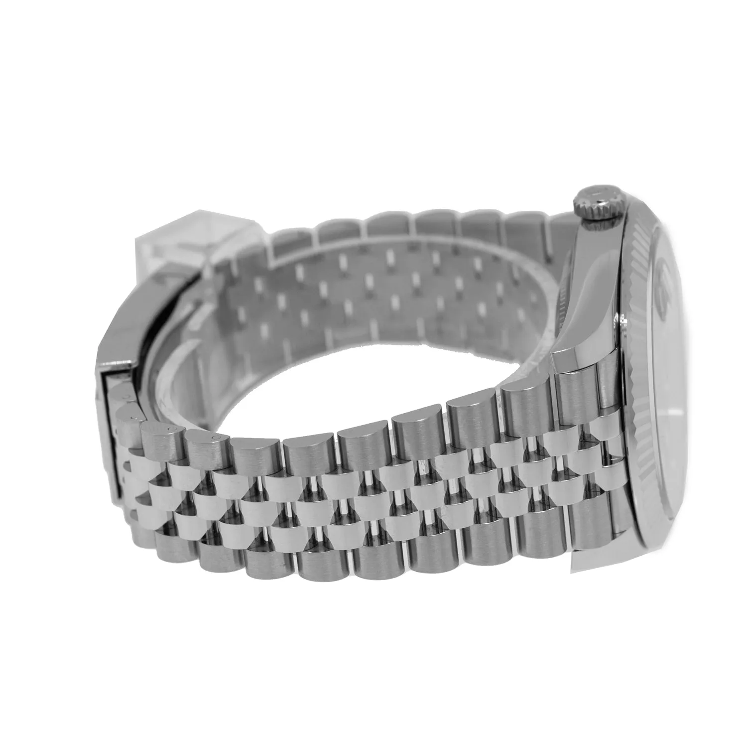 Rolex Datejust II 41mm Stainless Steel Green Index Motif Dial 18K White Gold Fluted Bezel 126334
