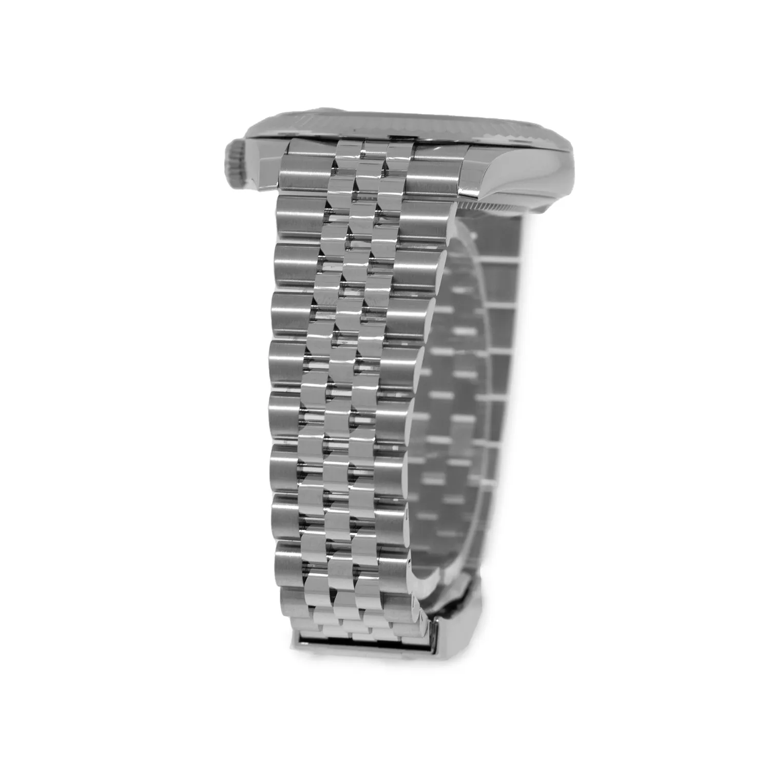 Rolex Datejust II 41mm Stainless Steel Green Index Motif Dial 18K White Gold Fluted Bezel 126334