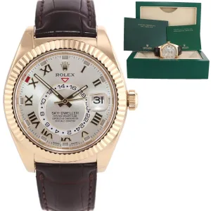 Rolex Sky-Dweller 18K Gold 326138 42mm Silver Dial Leather watch Box