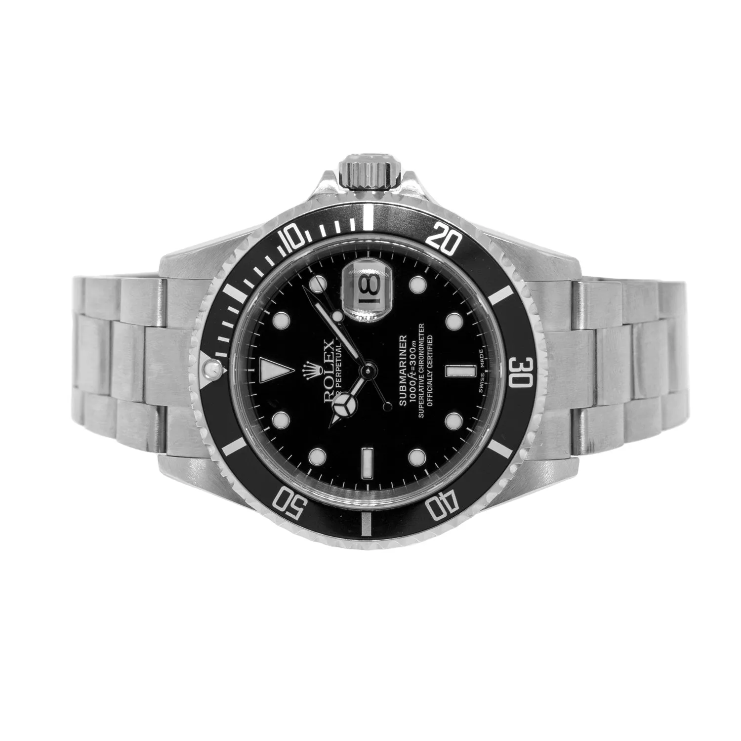 Rolex Submariner Date 40mm Stainless Steel Black Dial & Black Bezel 16610