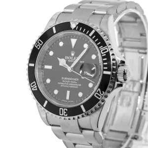 Rolex Submariner Date 40mm Stainless Steel Black Dial & Black Bezel 16610