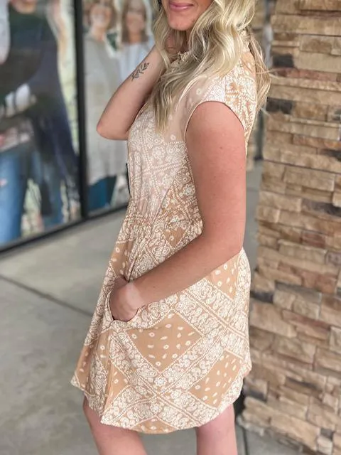 Romy Paisley Sleeveless Button Up Shirt Dress
