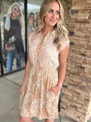Romy Paisley Sleeveless Button Up Shirt Dress