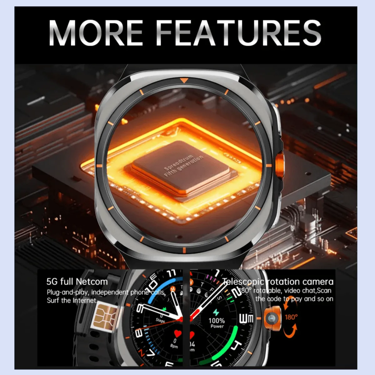 S7 Ultra Cellular Version Smartwatch 4G Android 9.0 Rotary Camera Sim Card Global Calling 256GB Rom app Store Amoled Smart Watch