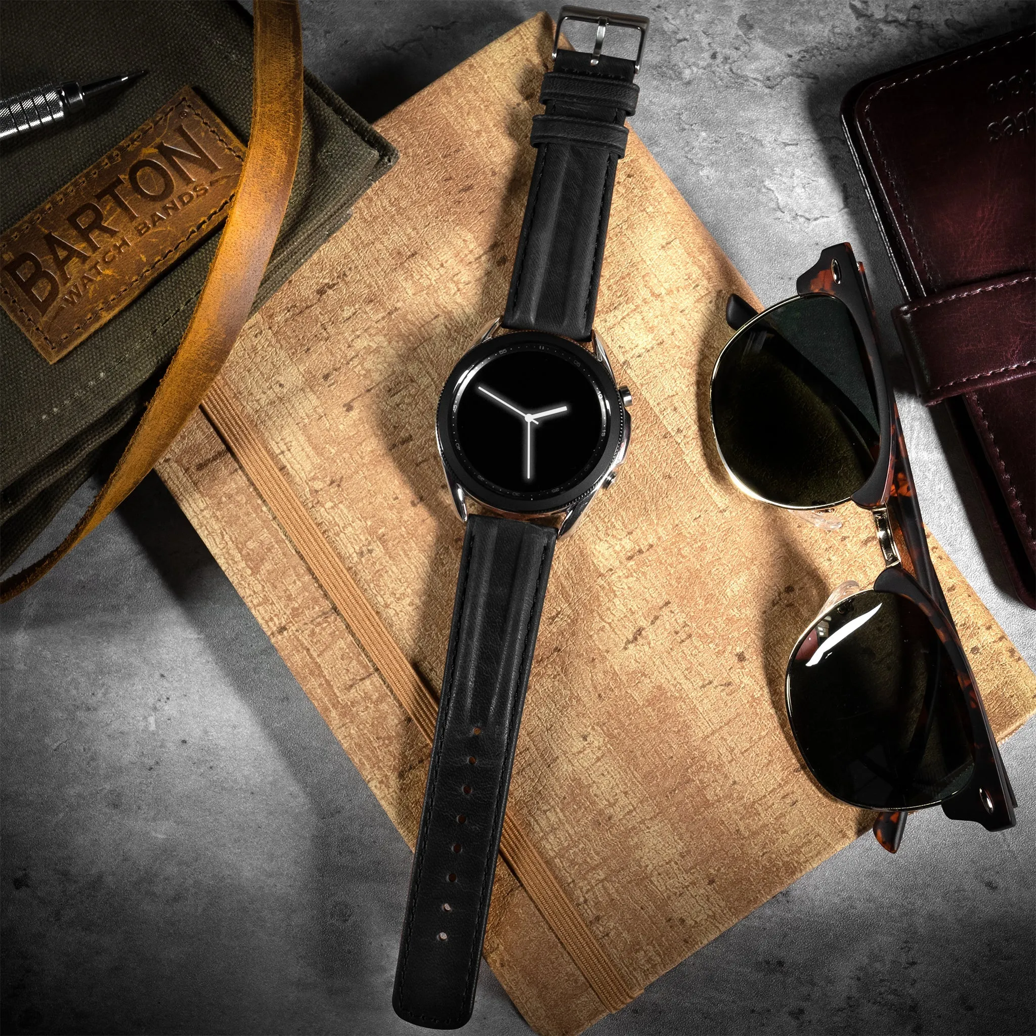 Samsung Galaxy Watch Active 2 Classic Horween Leather Black Watch Band