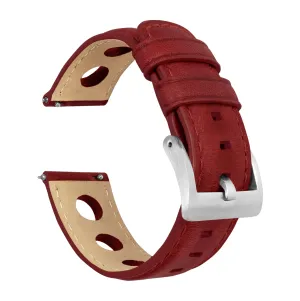 Samsung Galaxy Watch Active 2 Rally Horween Leather Crimson Red Watch Band